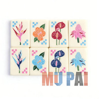 Tuiles de Mahjong américaines en acrylique monocouche blanches peintes à la main, provenant de Ningbo, Zhejiang, emballées dans une boîte en carton