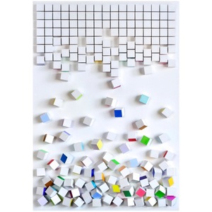 Décoration d'intérieur, œuvre d'art en mosaïque abstraite, sculpture sur bois, peinture en <span class=keywords><strong>cube</strong></span>, art mural 3D fait à la main en bois - Product Image 6