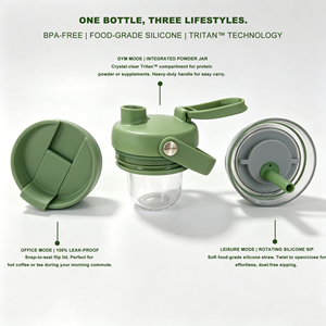 Bouteille 3-<span class=keywords><strong>en</strong></span>-1 Esthétique et Bien-être, Shaker de Sport Isotherme avec Pot <span class=keywords><strong>en</strong></span> Tritan et Mug de Voyage pour Café, Tasse à <span class=keywords><strong>Eau</strong></span> <span class=keywords><strong>en</strong></span> Acier Inoxydable 16/24oz - Product Image 3