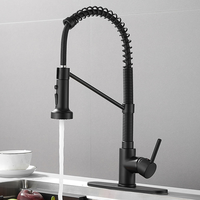 Robinet de cuisine extractible en acier inoxydable noir mat, style USA Canada, sans taches, certifié NSF UPC 61-9, pivotant