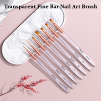 Pinceau liner de haute qualité pour manucure, pinceau à gel UV, pinceau à ongles avec manche transparent violet, personnalisable avec logo privé