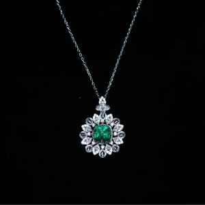 Collier chaîne en argent plaqué palladium vert, multicouche, polyvalent, subtilement luxueux, avec zircone cubique, pour femme, 16 pouces FYXL1111 - Product Image 1