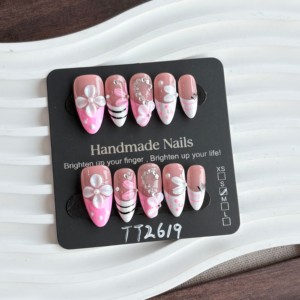 <span class=keywords><strong>Ongles</strong></span> à presser réutilisables en gros, 10 pièces, faits à la main, avec un design luxueux personnalisé et un emballage sur mesure - Product Image 5