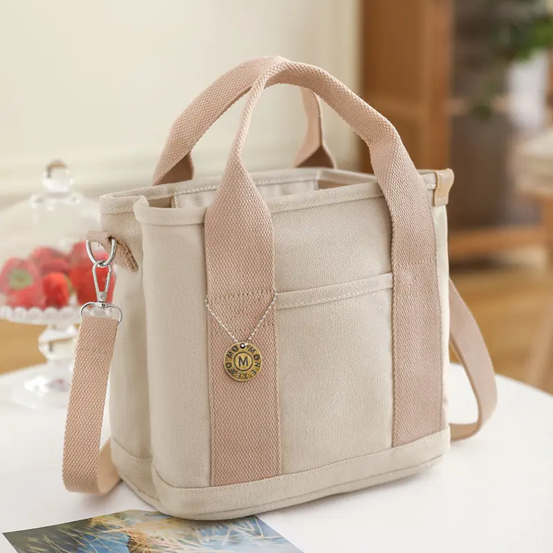 Sac fourre-tout en toile de coton imprimé personnalisé sac fourre-tout pour femmes avec compartiment intérieur