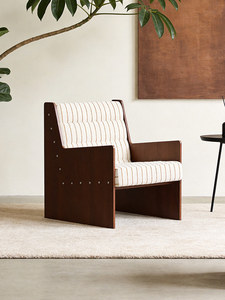 Poltrona Noah a Righe in Legno Massello Tonalità <span class=keywords><strong>Crema</strong></span>, Stile Vintage, per Soggiorno e Guesthouse, con Schiuma ad Alta Densità - Product Image 3
