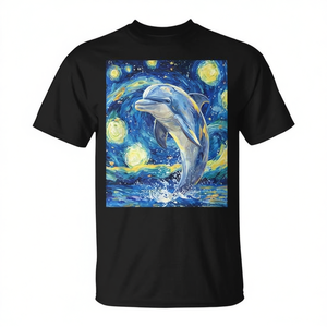 Camiseta con gráfico de la noche estrellada estilo Van Gogh de Dolphin, unisex para adultos, talla mediana - Product Image 2
