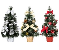 16 Zoll Vorbeleuchteter Künstlicher Mini-Weihnachtsbaum mit Kleinen LED-Lichtern, Kugeln, Tannenzapfen und Schleifen für Tischplatte Klassisch