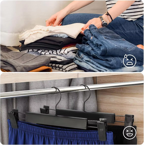 Ledol Grossiste Détail Personnalisé Jupe Pantalon Noir Blanc <span class=keywords><strong>Cintre</strong></span> Plastique Réglable pour Pantalons avec Pinces - Product Image 6