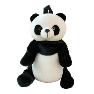 Factory Custom Soft Cartoon Stuffed Candy Bag Holiday Gift Panda Backpack Plush Backpacks