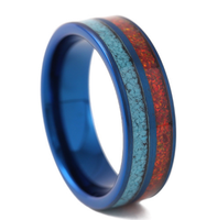 Perhiasan Fashion 2025 wanita cincin pirus karbida Tungsten berlapis biru IP 6mm 8mm tatahan hancur merah asli cincin Opal