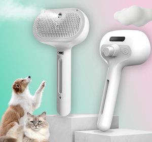 <span class=keywords><strong>Pet</strong></span> ürünleri 2024 yeni beyaz pembe yeşil renk kendini temizleme <span class=keywords><strong>Pet</strong></span> köpek kedi bakım saç fırçası ile su sprey kedi buharlı fırça - Product Image 6