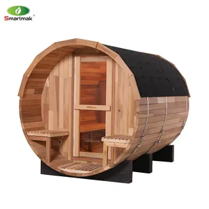 Smartmak extérieur 2 personnes baril à vapeur humide sauna rond en bois sauna baril
