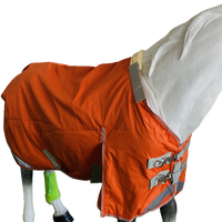 China 1200d UK Size Orange Ripstop Stable Horse Alfombra Invierno contra la lluvia y el viento con cuello desmontable