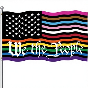 Bandiera Arcobaleno LGBTQ Gay <span class=keywords><strong>Pride</strong></span> We The People di Alta Qualità in Poliestere 3x5 a Doppia Faccia con Due Occhielli - Product Image 1