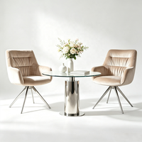 Chine 360 °   Fauteuil d'appoint pivotant rembourré en velours plissé avec pieds en chrome