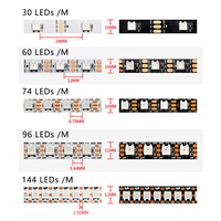 Lampu Strip LED 5M WS2812B, Lampu LED Warna Ajaib, Bilah Lampu Piksel Digital SMD 5050 RGB Beralamat Independen 30 60 74 96 144 LEDs/M DC5V