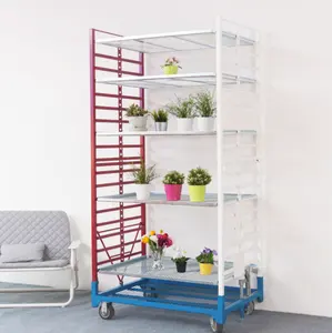 5 Tier Flower Wire Shelf Storage Trolley Garden Mobile Logistics Transport Cargo Delivery Cart