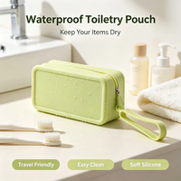 Pochette de rangement en silicone, grande capacité, fermeture éclair, trousse de toilette de voyage pour femmes, grande taille, adaptée aux articles de toilette et au maquillage de taille standard
