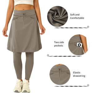 POVTY Women's Front Custom Ankle Length Tennis Skirt Leggings Knee Length Golf Sports Skorts Pants Drawstring Pocket Quick Dry - Product Image 2