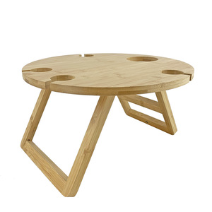 Custom-made bamboo round wine <b>table</b>, <b>outdoor</b> picnic <b>table</b>, <b>foldable</b> and portable bamboo and wood wine <b>table</b>, couple's wine <b>table</b> - Product Image 5