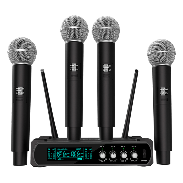 Professional UHF Wireless Microphone System 4 Handheld Mic One Receiver for Mosque Conference Karaoke