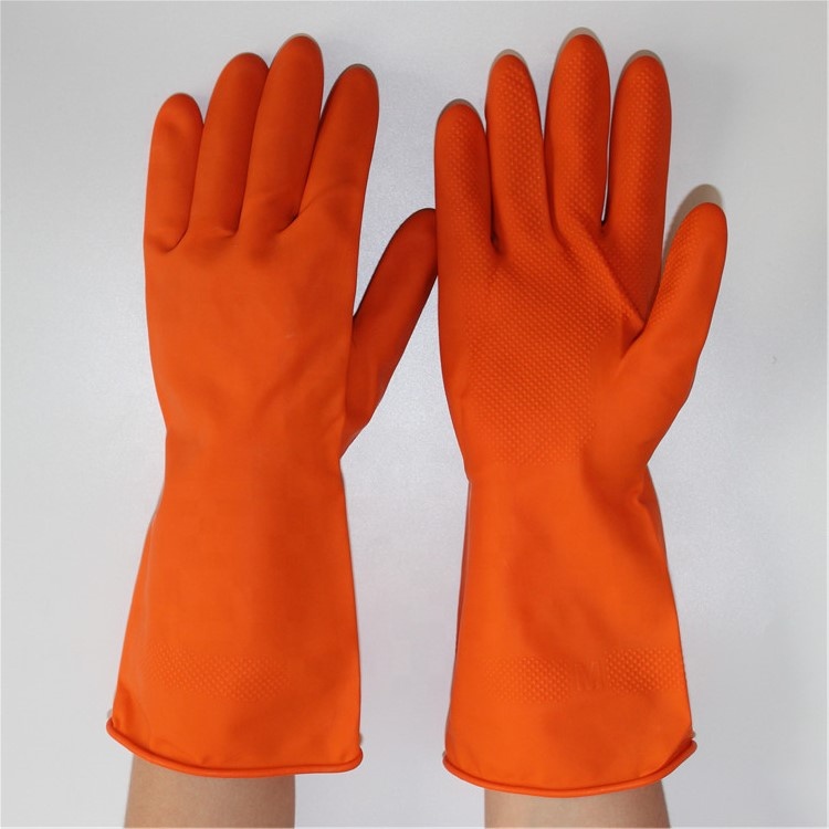 Оптовая продажа, китайские оранжевые латексные бытовые перчатки, Guantes Para El Hogar