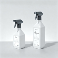 Bouteille pulvérisateur carrée en PE de 300 ml et 500 ml avec bouchon à clapet, sérigraphie, buse rotative à 360°, mode jet fin, multi-usages