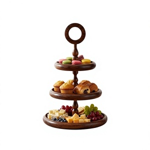 Soporte Redondo de Madera Ecológico Hecho a Mano para Tartas, Pedestal para Postres, Apto para Lavavajillas, Estilo Rústico para el Hogar, Panadería, Bodas - Product Image 2