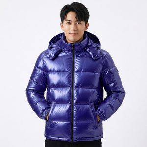 Winter warm quilted <b>jacket</b> Unisex hooded puffer coat Solid color padded zip-up Outdoor polyester puffer <b>jacket</b> Solid Colors - Product Image 5