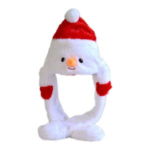 Nouveau doux mobile oreille sautant en peluche rouge haut pompon mignon visage dessin animé père noël casquette accessoires de fête de noël chapeaux de père noël en gros - Product Image 1