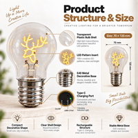 Ampoule LED rechargeable en plastique DC E40 en gros, motif LED personnalisé, lumière décorative sans fil USB-C pour cadeau d'anniversaire