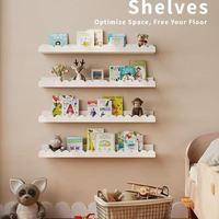 Lot de 4 étagères murales flottantes modernes en bois blanc avec rangement pour épices, idéales pour chambre d'enfant, chambre de bébé, chambre de tout-petit