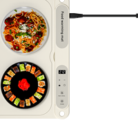 Plateau chauffant portable pour aliments, 6 compartiments, tapis chauffant électrique en silicone, 7 réglages de température, verrouillage enfant, usage domestique