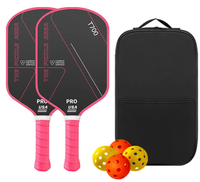 Raquette de pickleball en fibre de carbone T700 rose rouge et noire, surface texturée givrée de 16 mm, raquette professionnelle personnalisée OEM