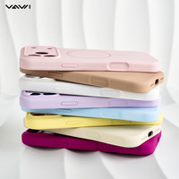 Coque en silicone liquide VAWI S042 en gros pour iPhone 12 13 14 15 16 17 Pro Max, coque de téléphone antichoc en silicone magnétique avec protection d'objectif d'appareil photo