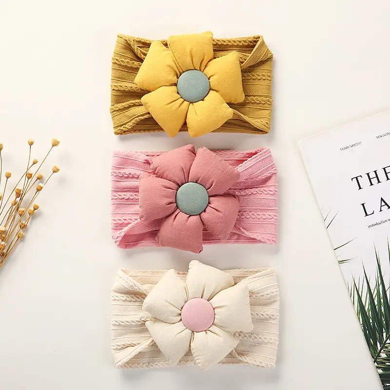 Autumn and Winter New Fill Cotton Big Flower Hair Circle Lovely Ponytail Holder Children Headband for Baby Girl Accesorios
