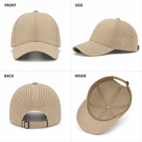 Casquette de baseball personnalisée hydrofuge à séchage rapide, découpée au laser, 6 panneaux, réglable, pour activités de plein air, randonnée, OEM, vente en gros, faible MOQ