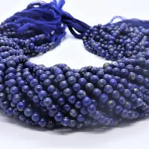 Super Fine Quality Trendy Natural 6mm Lapis Lazuli Smooth Round Semi Precious Stone Beads Supplier From Indian Manufacturer