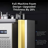 Lemari Pendingin Komersial 2 Pintu Stainless Steel dengan Meja Kerja, Kontrol Termostat Digital, Sistem Defrost Otomatis, R134a, 3 Bintang
