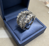 Bague de princesse en spirale avec zircone cubique blanche plaquée rhodium de luxe, bijoux tendance