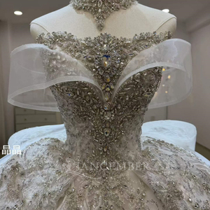 Lsjj139 Luxury Wedding Dresses Sweetheart Bridal Ball Gowns Chapel Train Appliques Rhinestone Backless <b>Bride</b> Dress for - Product Image 2