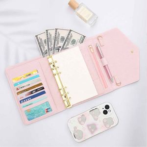 Custom X515 -1 Best Selling 18 Colored A6 Pebble Leather 6 Gold Ring Minimalist Agenda Planner Budget Binder Fly <b>Leaf</b> Avail - Product Image 2