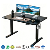 Cadre de bureau debout motorisé intelligent à hauteur réglable, table électrique à double moteur avec étagère intégrée pour le bureau