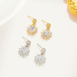Conjunto de Collar y Pendientes de Acero de Titanio con Zirconia, Diseño de Girasoles y Copos de Nieve Románticos, para Boda Nupcial - Product Image 5