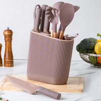 Ensemble de couteaux de cuisine multifonction en acier inoxydable, 11 pièces, lames durables, design ambidextre, manches en plastique pour la cuisine à domicile