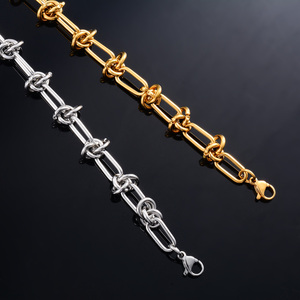 Bracelet jonc chic en acier inoxydable avec chaîne à nœuds pour femme, avec rallonge, couleur or/argent, bijou de cheville en métal - Product Image 6