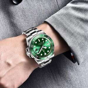 Lige 6801 Orologio Automatico da Uomo di Lusso con Data, Subacqueo 100M Impermeabile, Luminoso, in Acciaio Inossidabile, Meccanico - Product Image 4