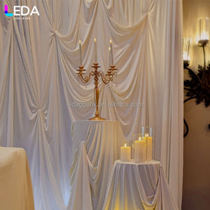 LEDA <b>Wedding</b> Backdrop Cream-Colored Satin Fabric Curtain Stage Decor Cloth for <b>Wedding</b> Arrangement - Product Image 3