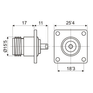 Adaptateur femelle châssis « N », avec connexions robustes, durabilité, idéal pour les transmissions et les applications de communication. - Product Image 2
