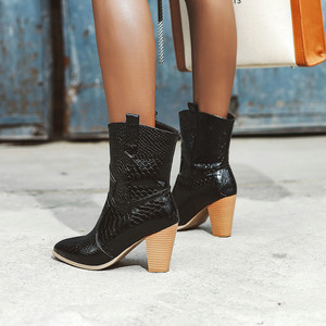 Chelsea <strong>Boots</strong> Fashion <strong>Women's</strong> <strong>Ankle</strong> <strong>Boots</strong> Chunky <strong>Heels</strong> Slip-on Casual High <strong>Heels</strong> <strong>s</strong> for Ladies Custom Snake Print <strong>Low</strong> Tube - Product Image 4